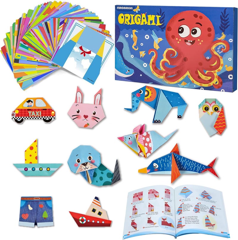 NISCHA Origami Kit for Kids Ages 5-16, 212 Sheets with 72 Patterns & Instruction Book | Origami Paper Kit for Beginners & Advanced | Arts & Crafts Toys for Girls & Boys Ages 8-12 | Birthday & Christmas Gifts - Image 1